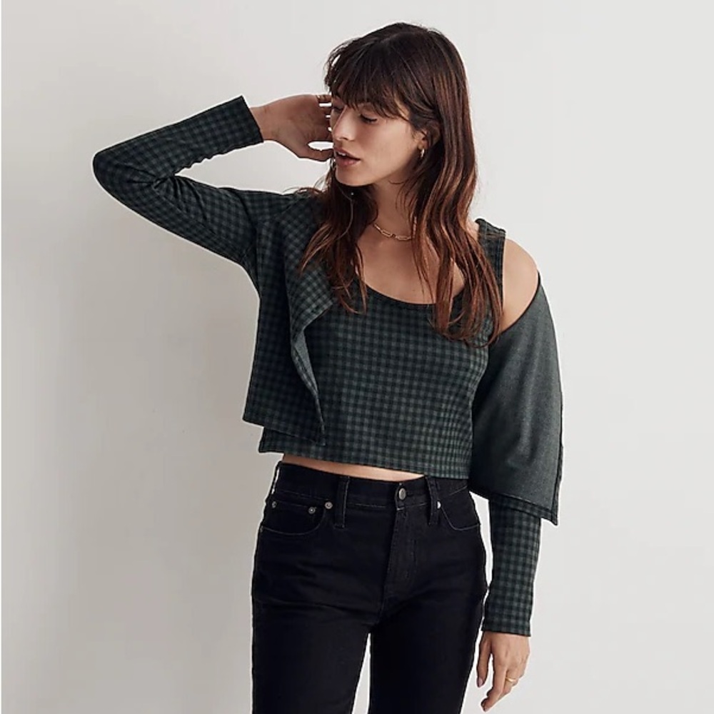 Jacquard Cardigan Twin Set in Gingham